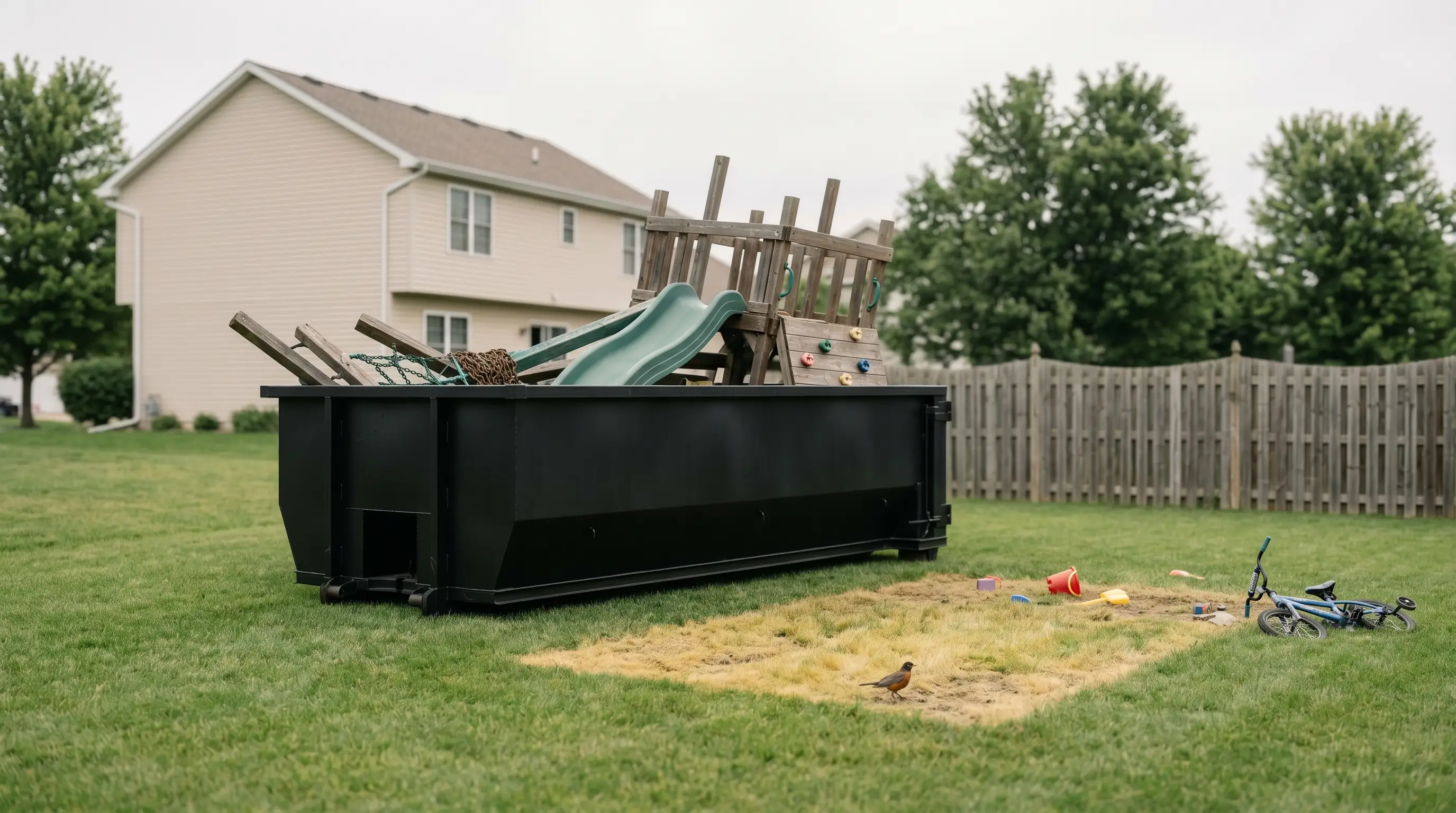 15 yard dumpster on a narrow residential lot in the Jackson urban area