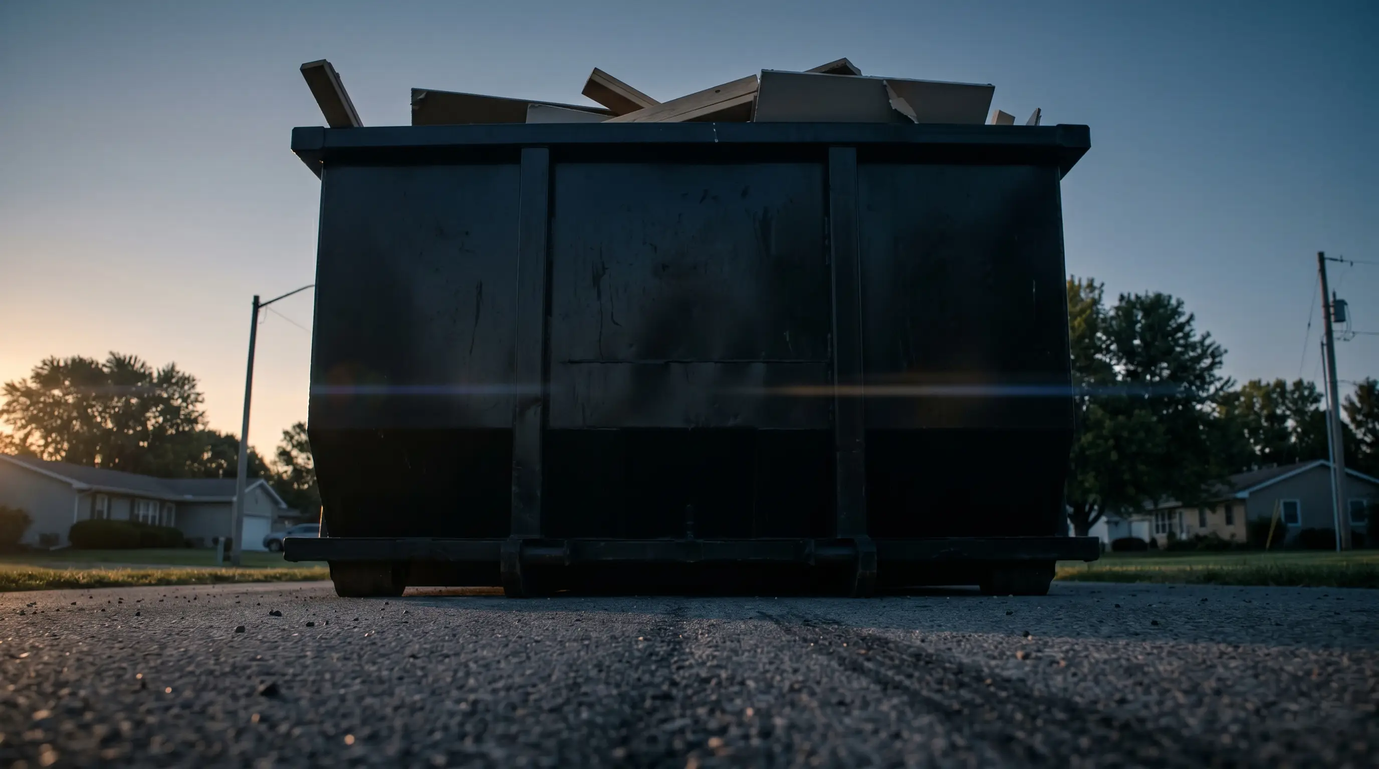 Loaded roll-off container headed for a licensed disposal facility near Jackson, Michigan